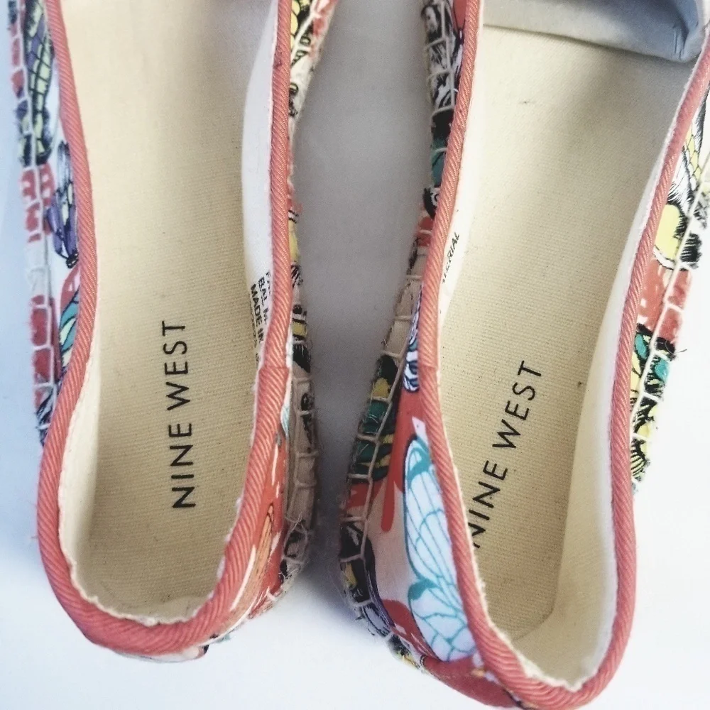 NINE WEST Opal Tropical Butterfly Print Embellished Espadrille Slip-On Loafers 5